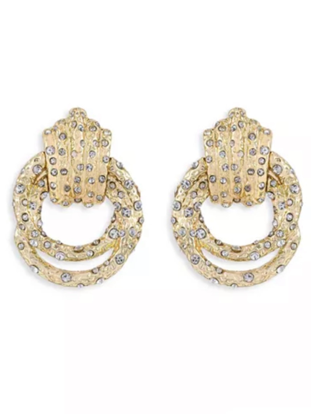 Ettika Only Royalty Pave Doorknocker 1.5" Drop Earrings 18K Gold Plated $50